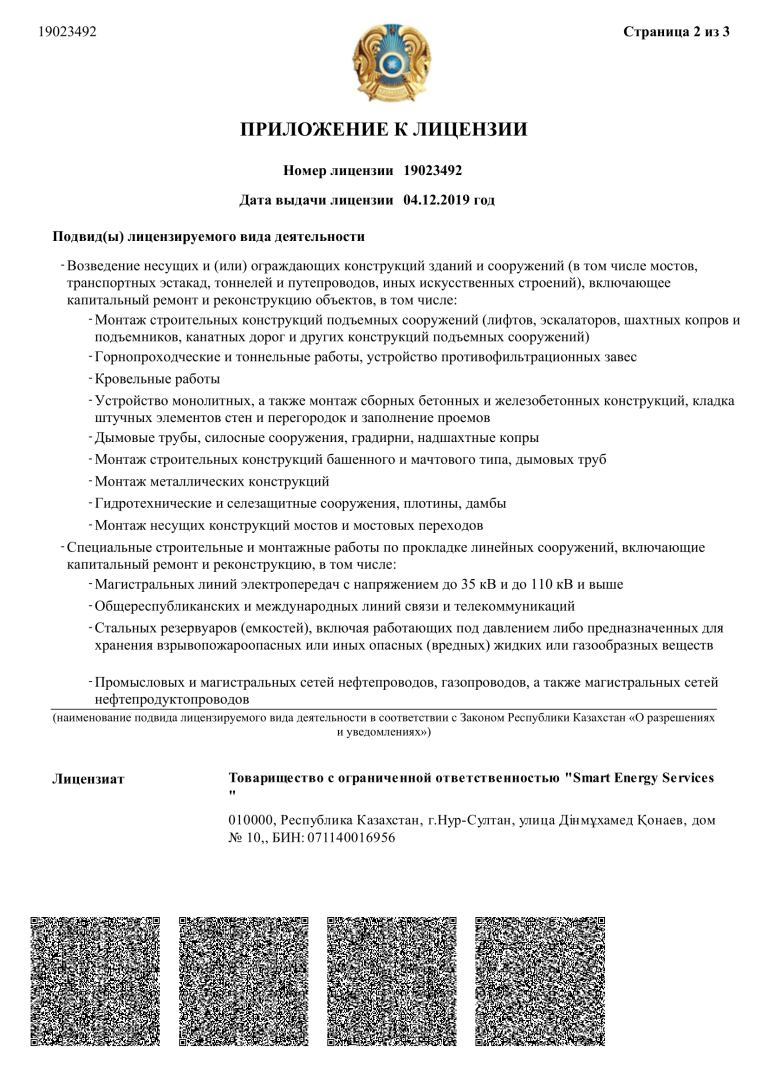 Лицензия 2 кат. смр (рус) TOO SES-3